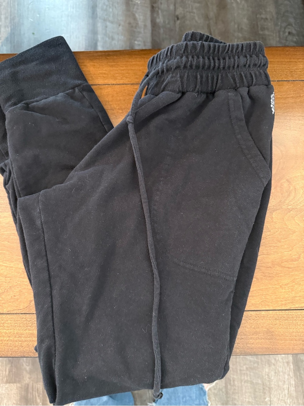 Free People Black Elastic Waist Jogger Pants